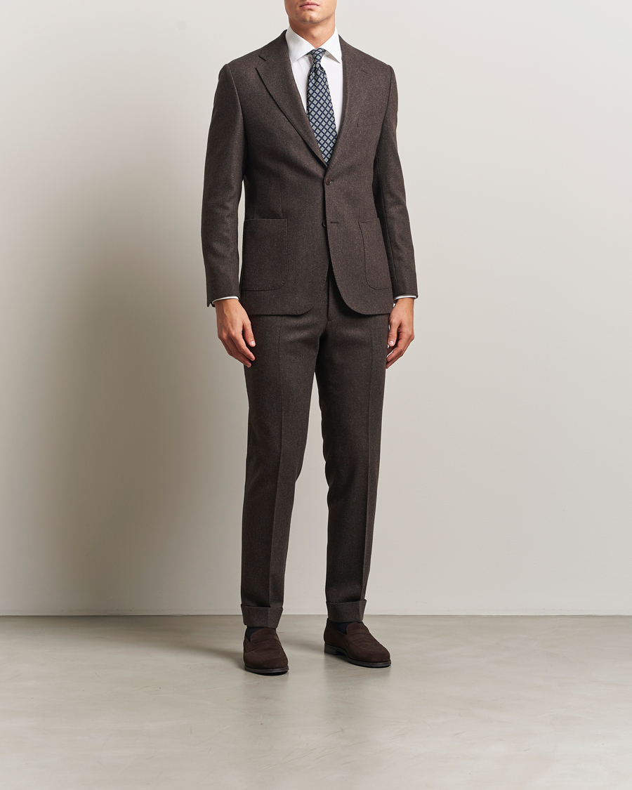 Herre | Dressjakker | Morris | Flannel Wool Blazer Brown
