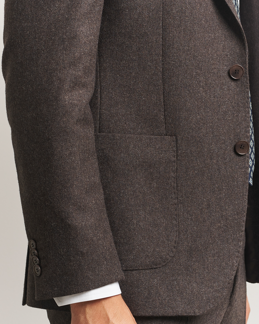 Herre | Dressjakker | Morris | Flannel Wool Blazer Brown