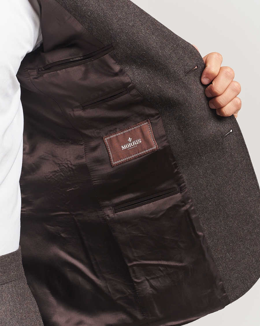 Herre | Dressjakker | Morris | Flannel Wool Blazer Brown