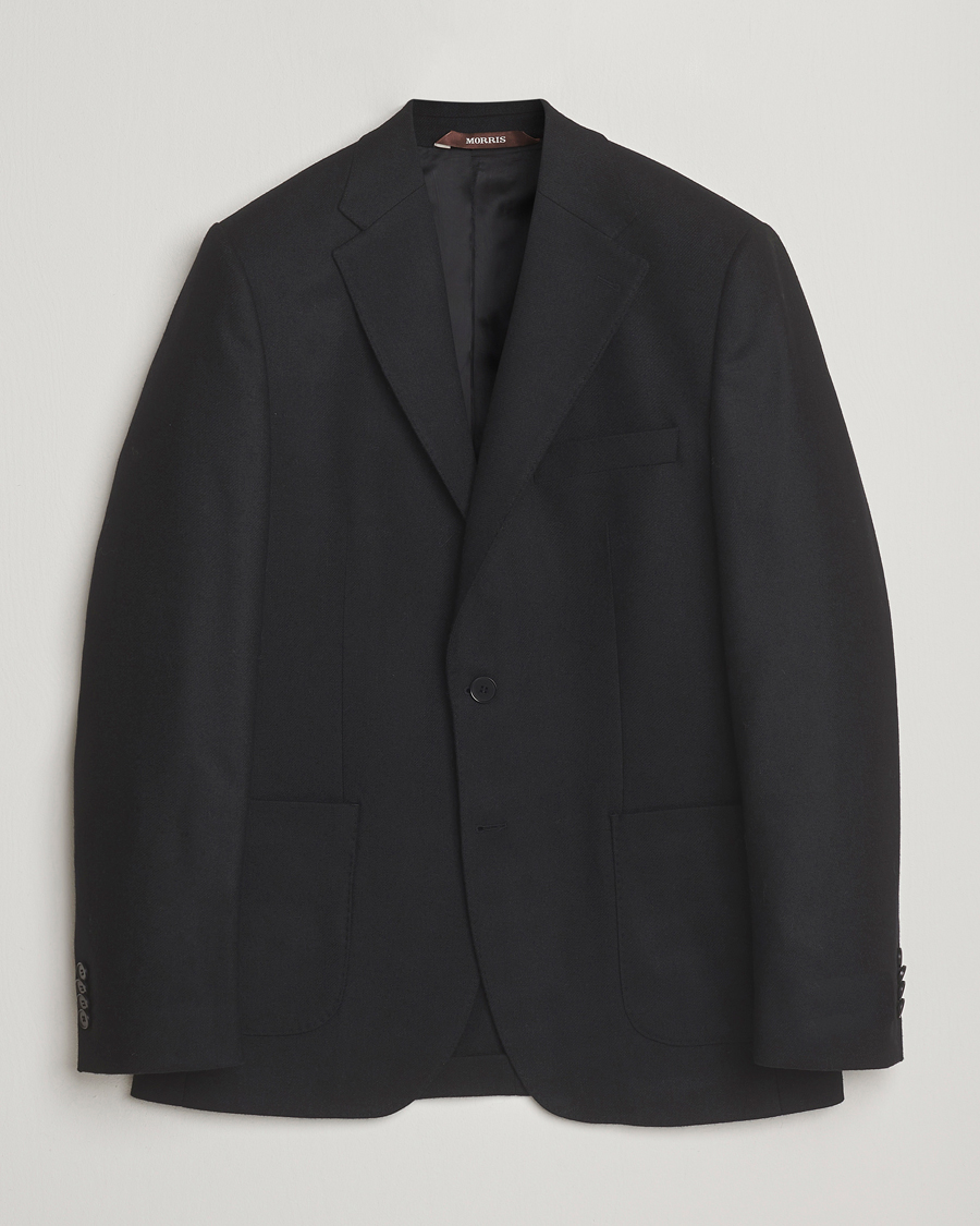 Herre | Dressjakker | Morris | Flannel Wool Blazer Black