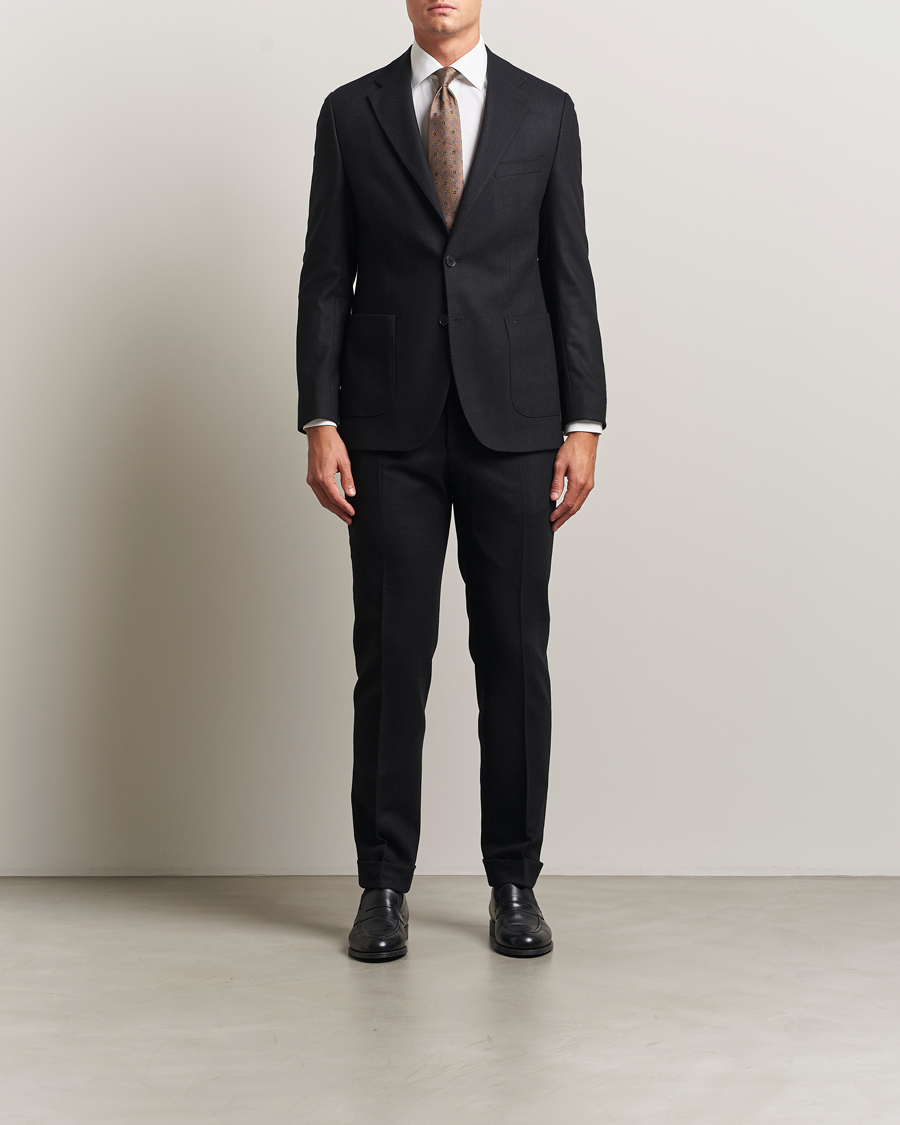 Herre | Dressjakker | Morris | Flannel Wool Blazer Black