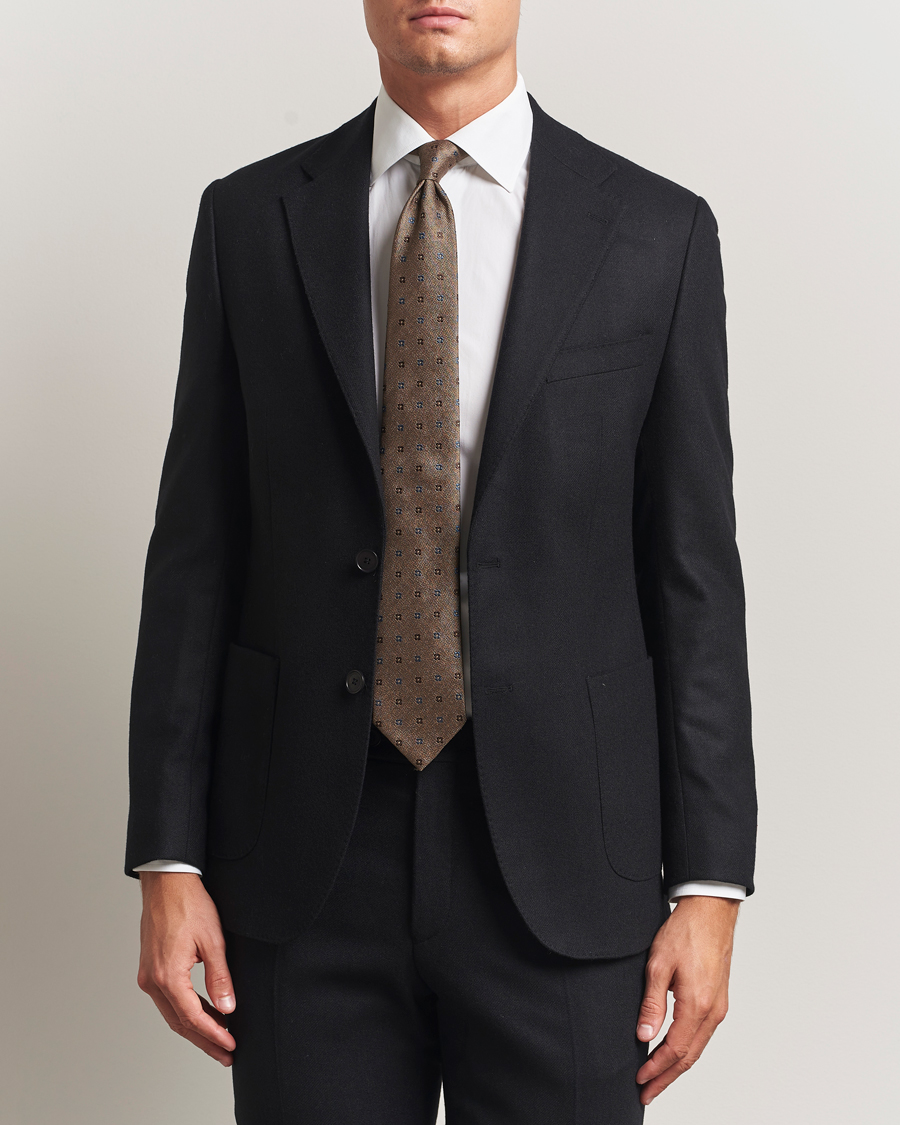 Herre | Dressjakker | Morris | Flannel Wool Blazer Black