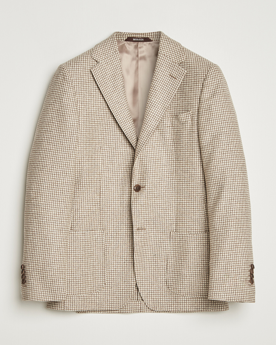 Herre | Dressjakker | Morris | Wool Silk Houndstooth Blazer Khaki
