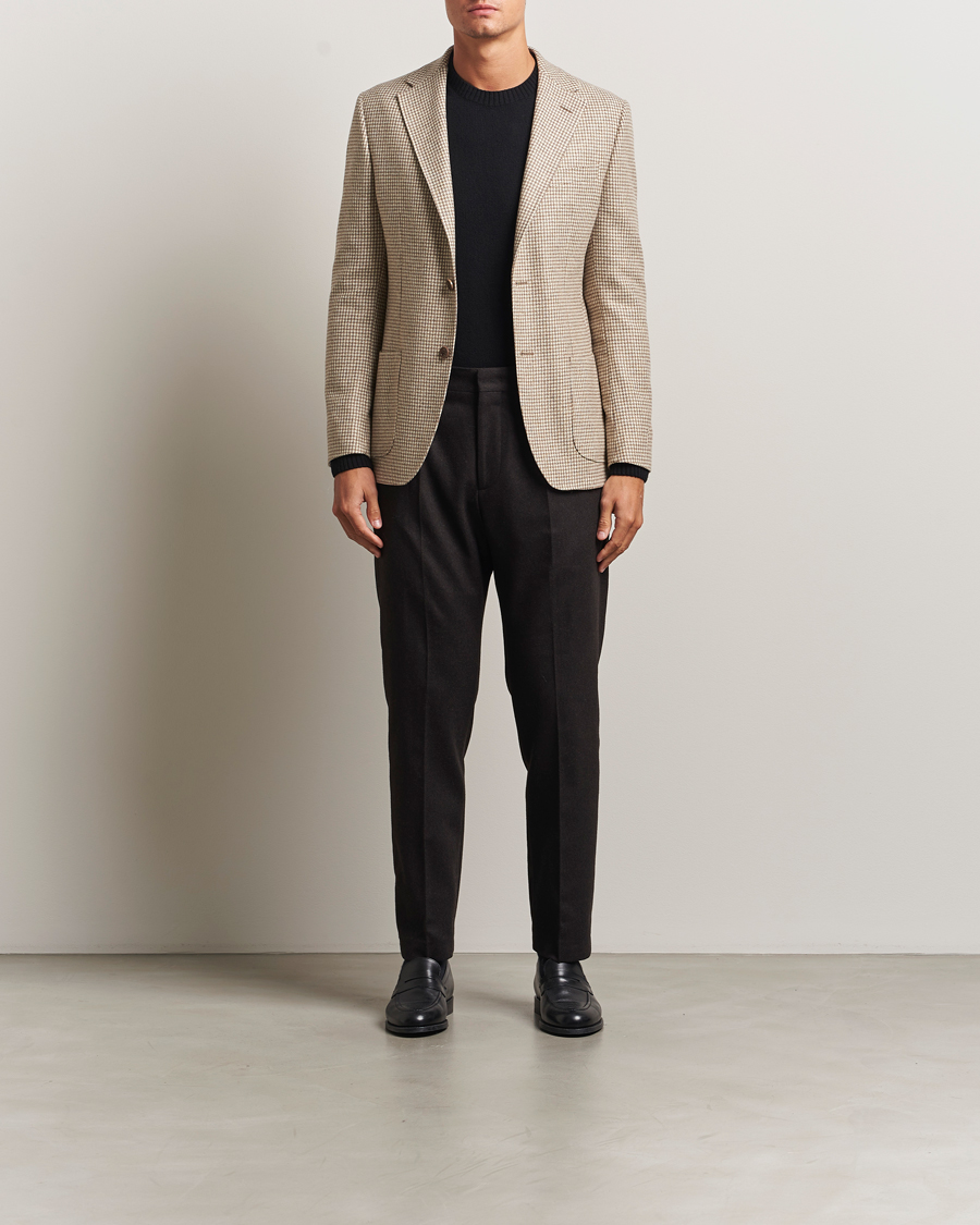 Herre | Dressjakker | Morris | Wool Silk Houndstooth Blazer Khaki