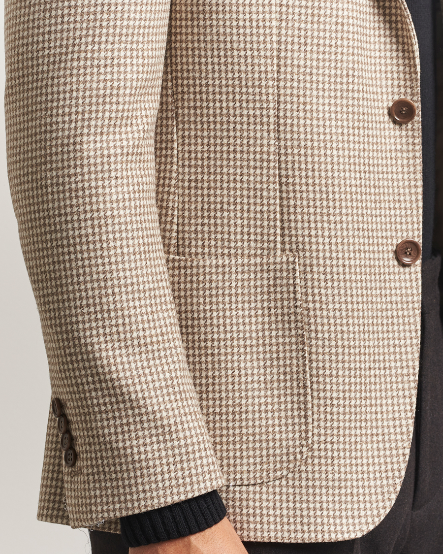 Herre | Dressjakker | Morris | Wool Silk Houndstooth Blazer Khaki