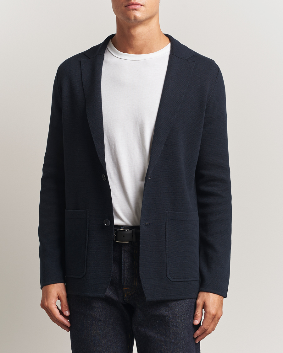 Herre | Dressjakker | Morris | Jake Knitted Blazer Old Blue