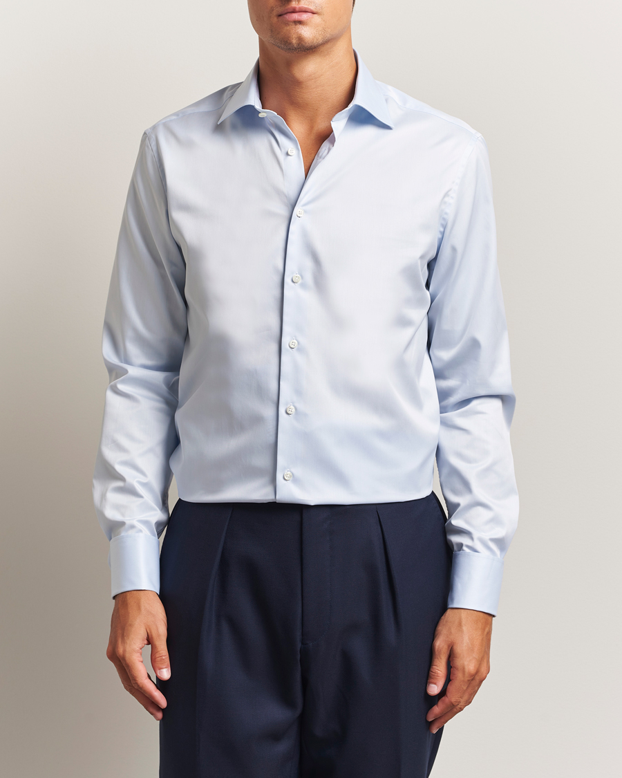 Herre | Skjorter | Stenströms | Regular Fit Cotton Twill Double Cuff Shirt Blue
