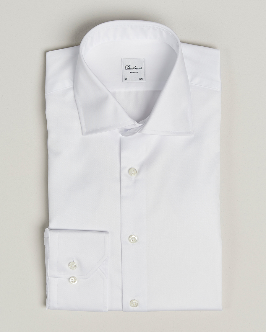 Herre | Skjorter | Stenströms | Regular Fit Cotton Twill Shirt White