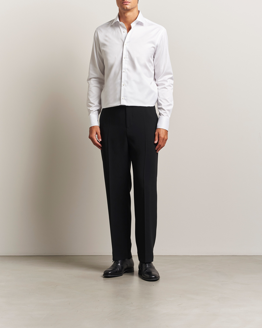 Herre | Skjorter | Stenströms | Regular Fit Cotton Twill Shirt White