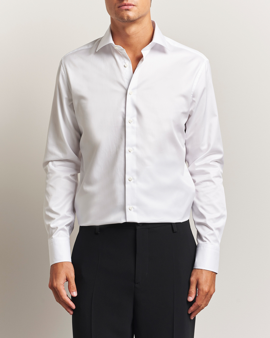 Herre | Skjorter | Stenströms | Regular Fit Cotton Twill Shirt White