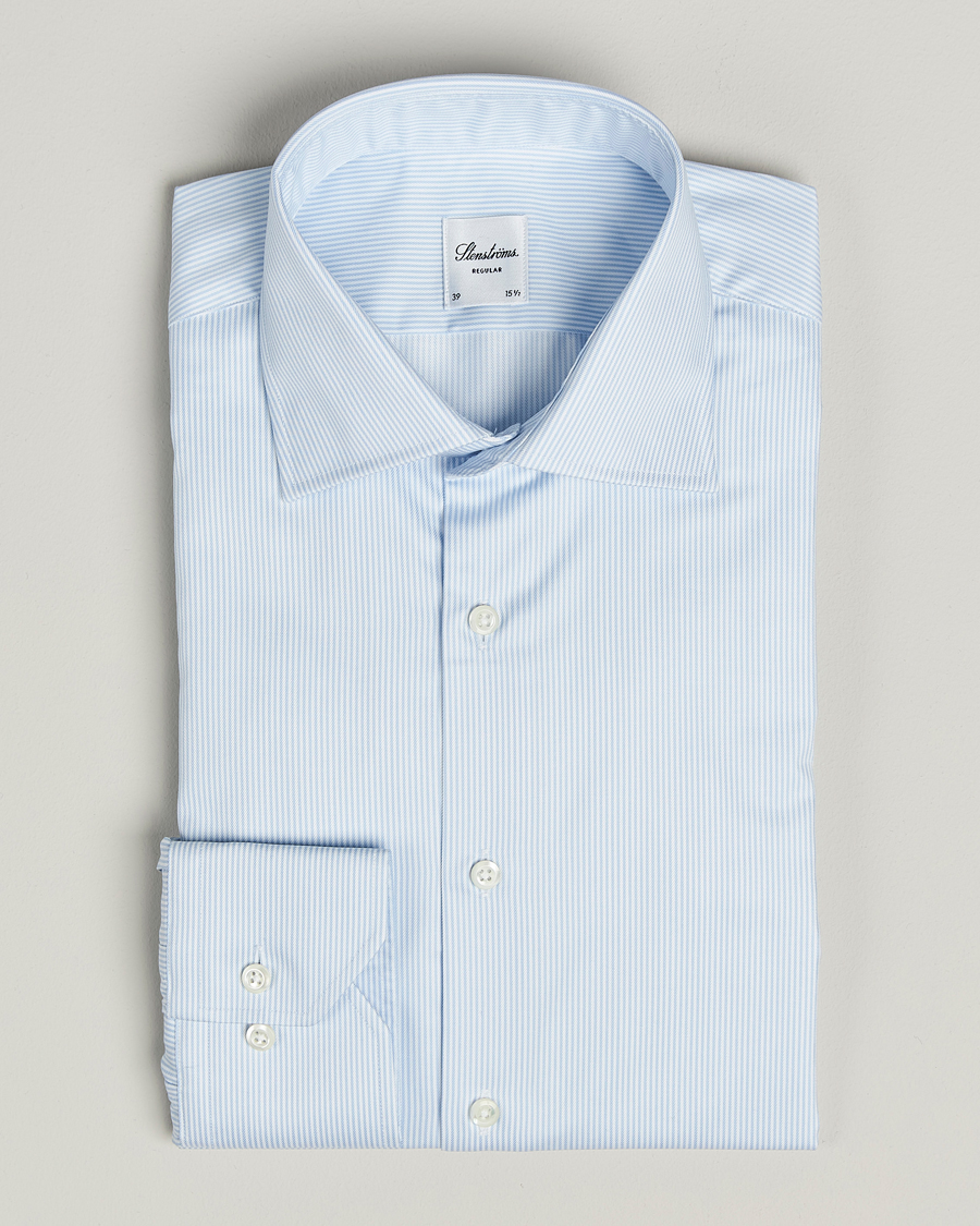 Herre | Skjorter | Stenströms | Regular Fit Thin Stripe Shirt White/Blue