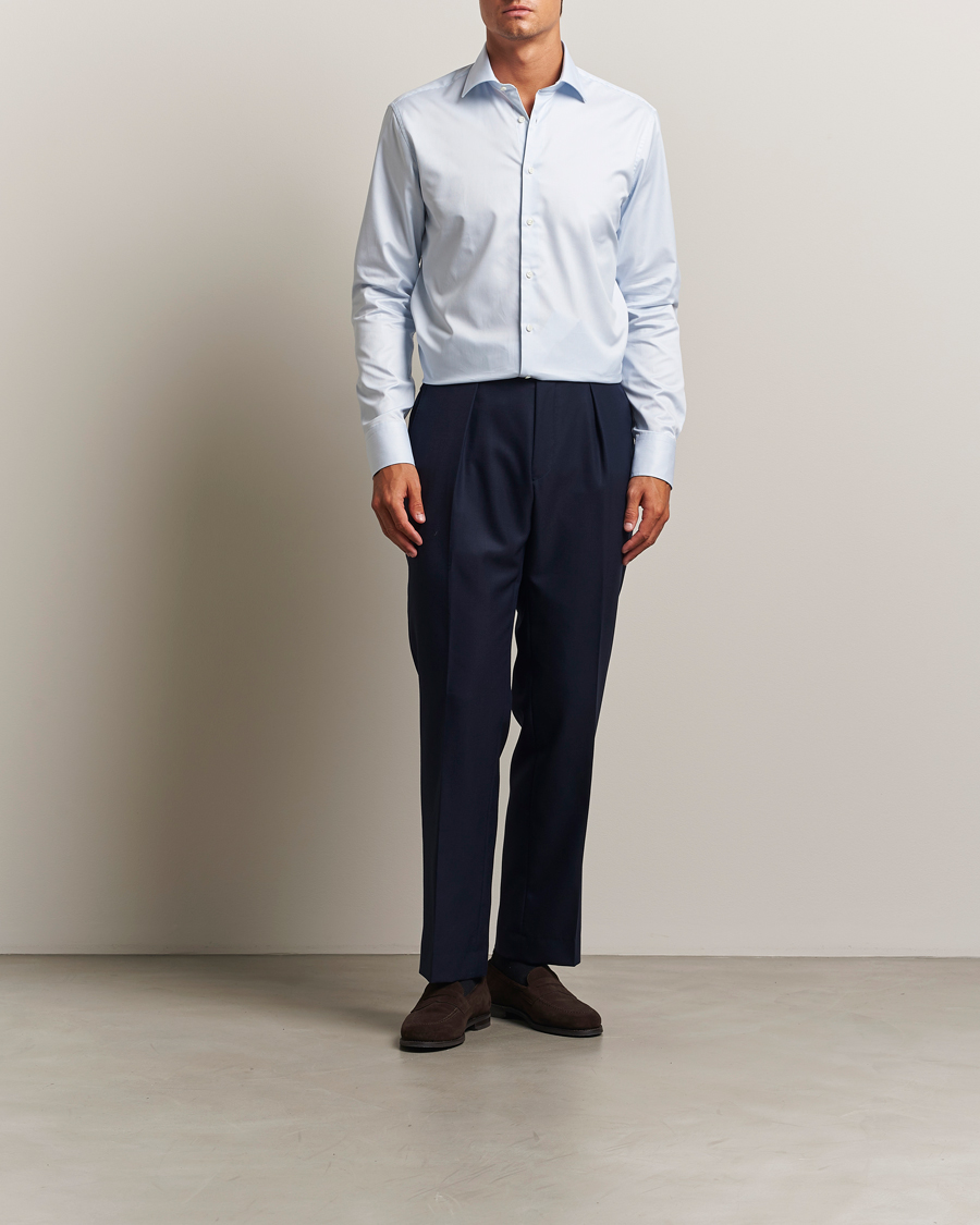 Herre | Skjorter | Stenströms | Regular Fit Thin Stripe Shirt White/Blue