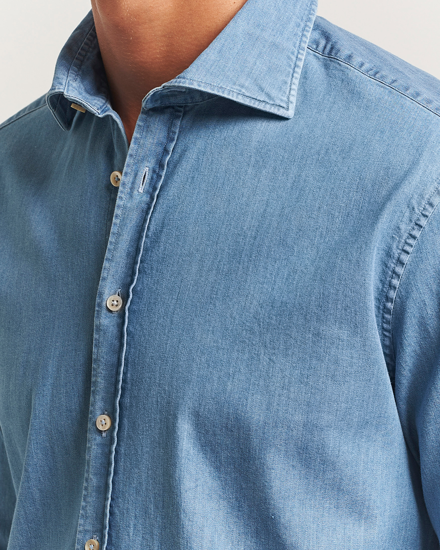 Herre | Skjorter | Stenströms | Regular Fit Garment Washed Shirt Light Denim