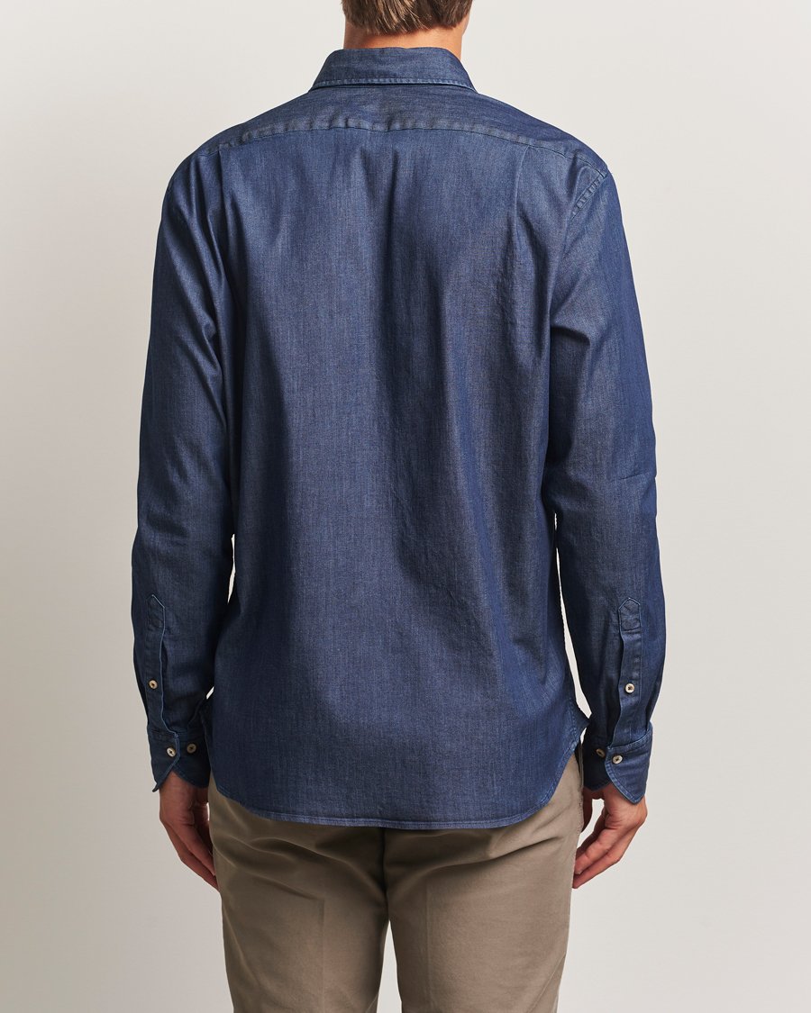 Herre | Skjorter | Stenströms | Regular Fit Garment Washed Shirt Dark Denim
