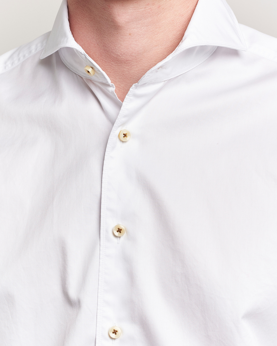 Herre | Skjorter | Stenströms | Regular Fit Washed Cotton Plain Shirt White