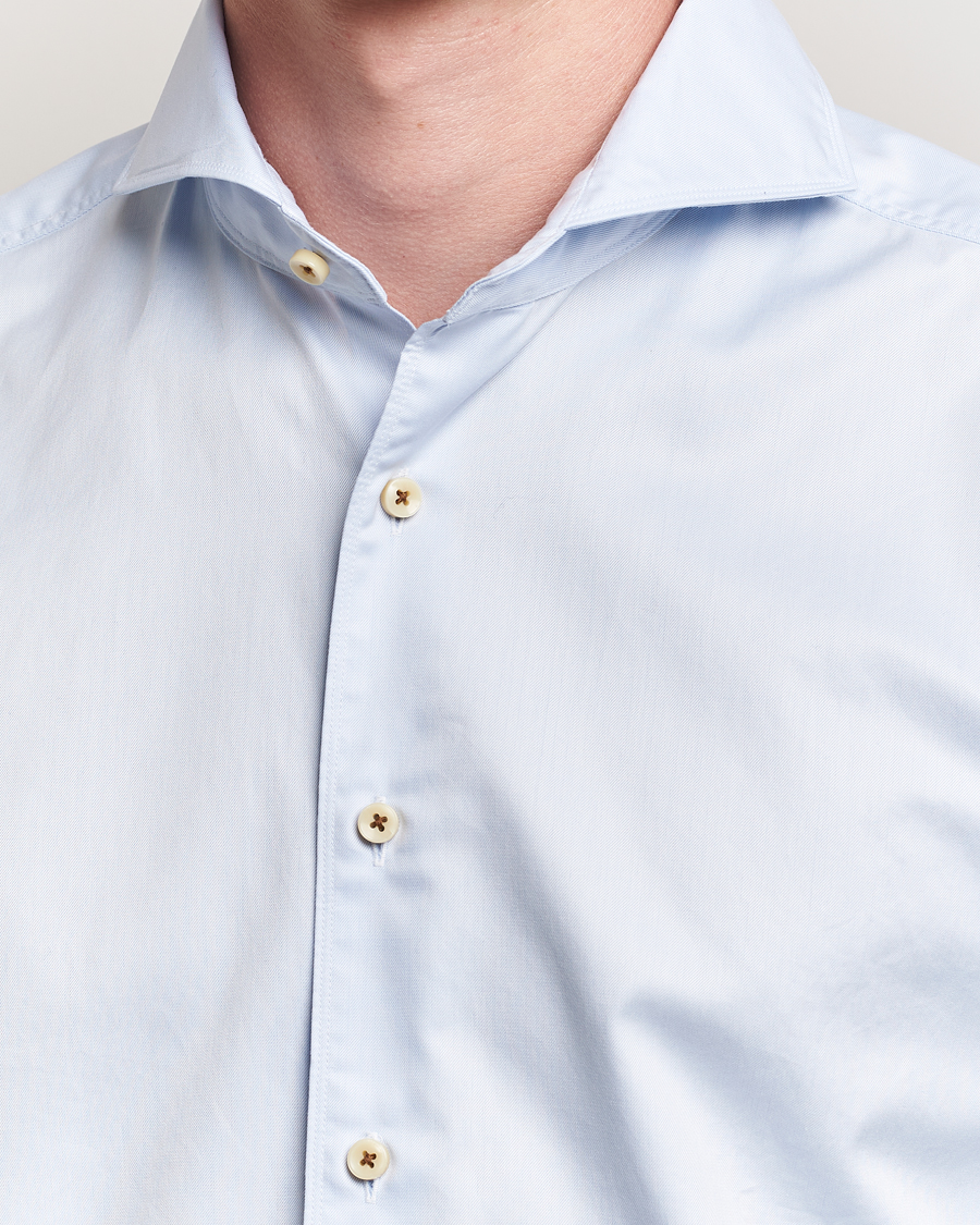 Herre | Skjorter | Stenströms | Regular Fit Washed Cotton Plain Shirt Light Blue