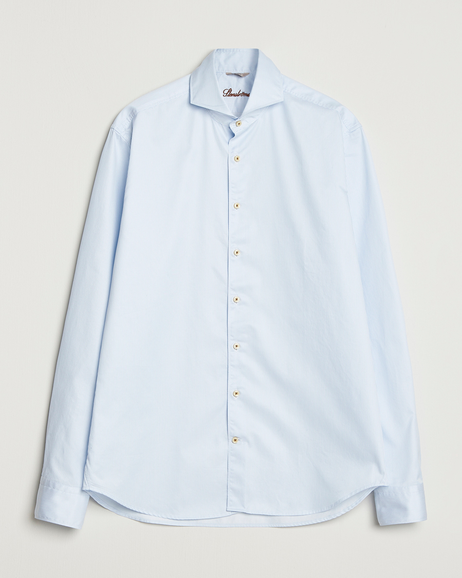 Herre | Skjorter | Stenströms | Regular Fit Pinstriped Casual Shirt Light Blue