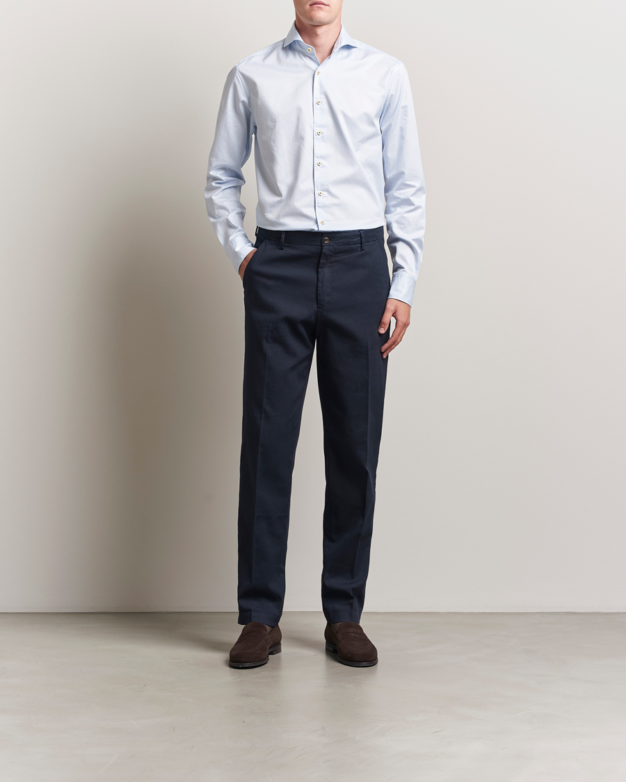 Herre | Skjorter | Stenströms | Regular Fit Pinstriped Casual Shirt Light Blue