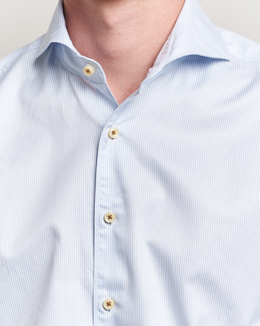 Herre | Skjorter | Stenströms | Regular Fit Pinstriped Casual Shirt Light Blue