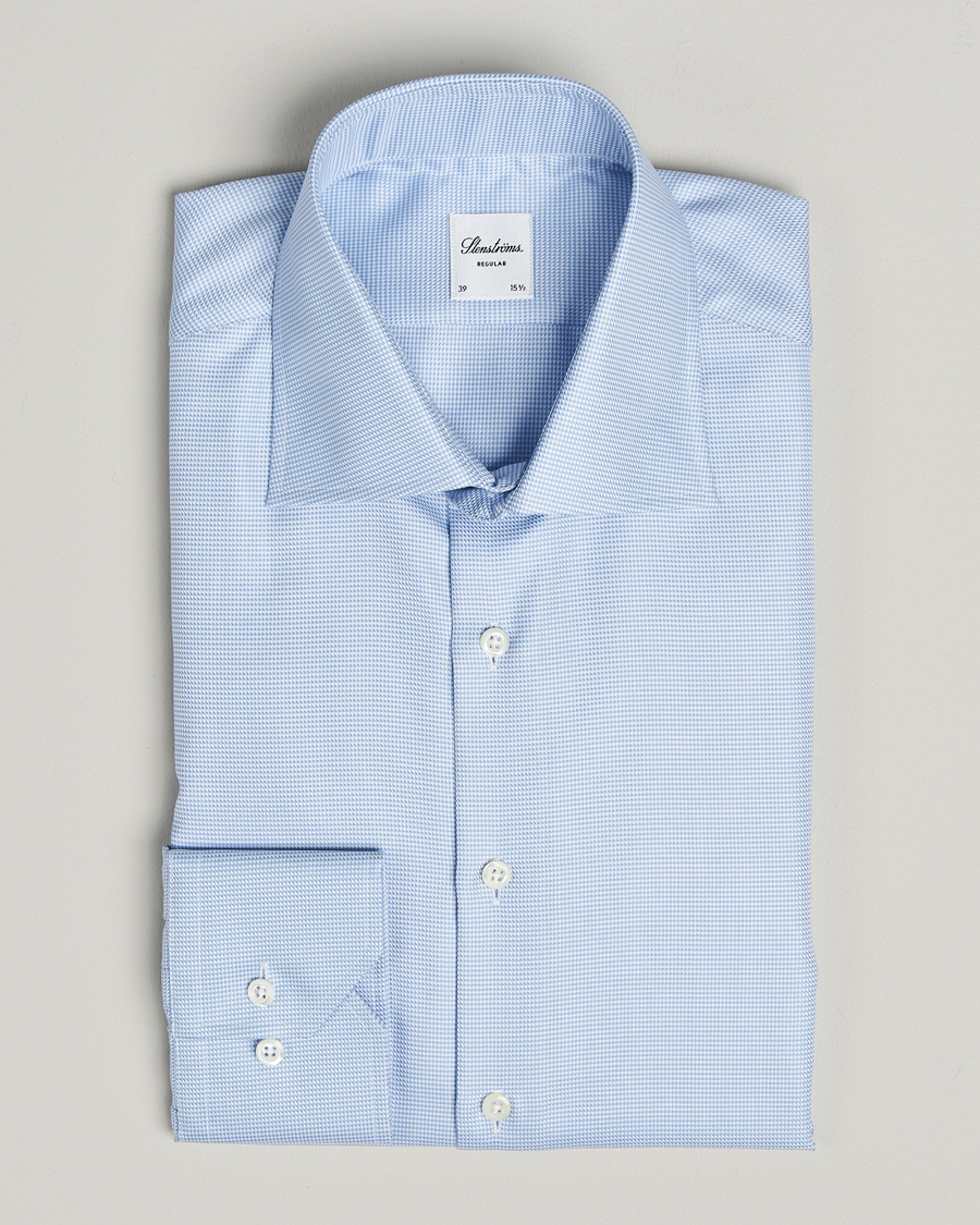 Herre | Skjorter | Stenströms | Regular Fit Houndstooth Shirt Blue