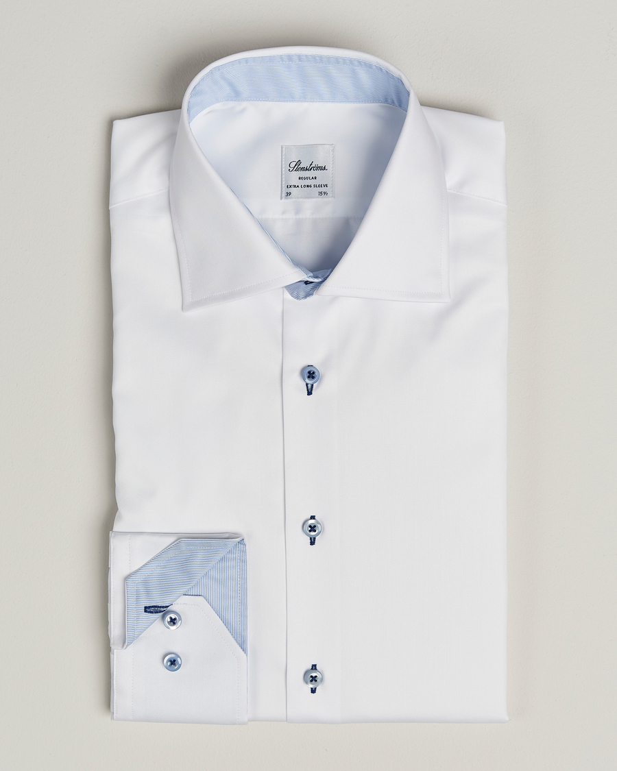 Herre | Skjorter | Stenströms | Regular Fit X-Long Sleeve Contrast Shirt White