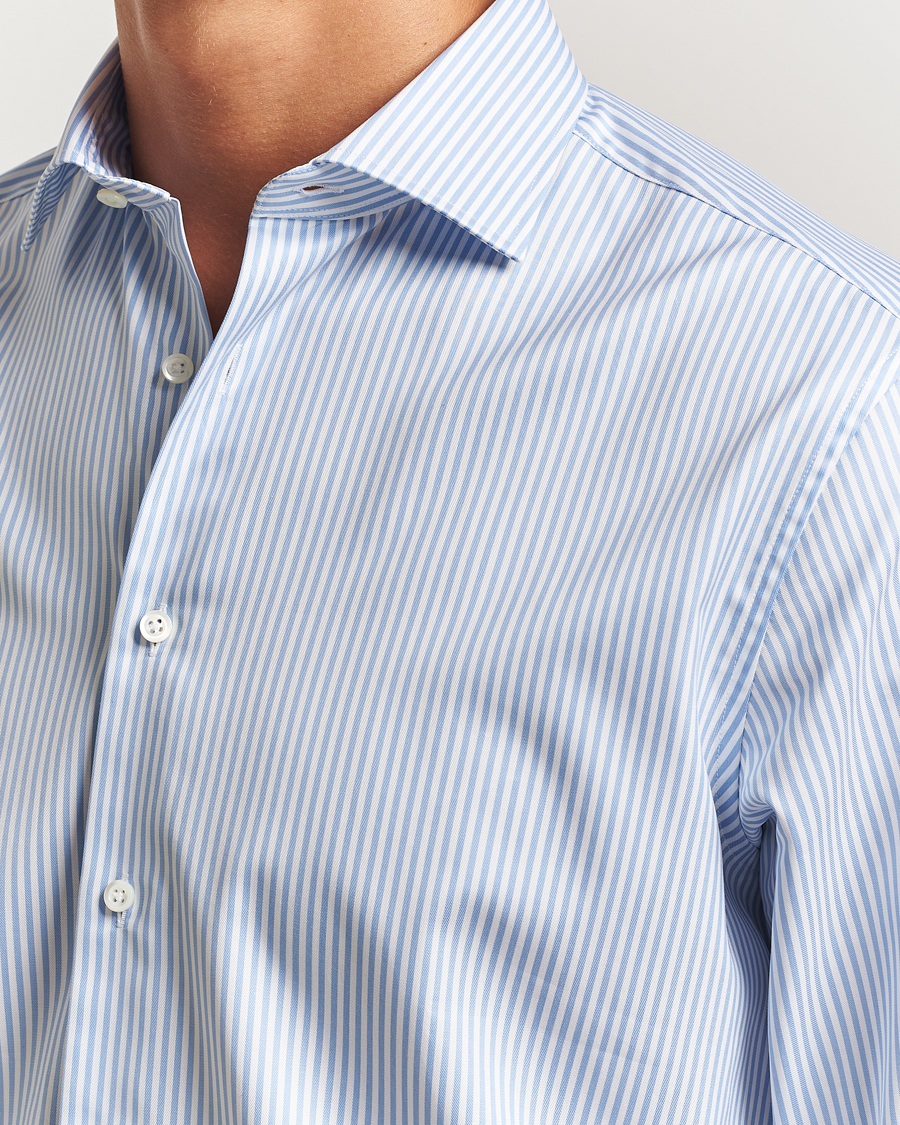 Herre | Skjorter | Stenströms | Regular Fit Striped Cut Away Shirt Blue/White