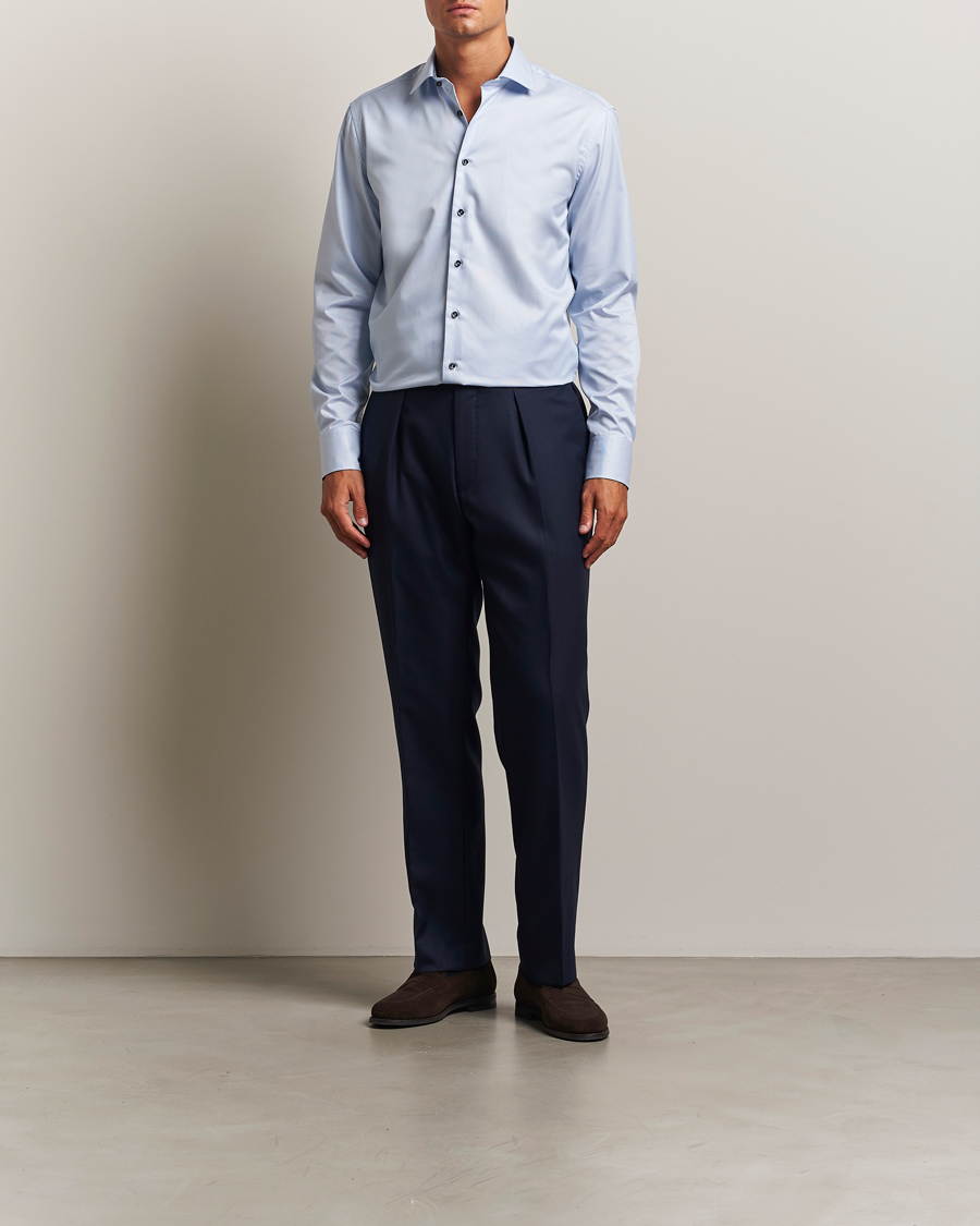 Herre | Skjorter | Stenströms | Regular Fit Contrast Cotton Shirt White/Blue