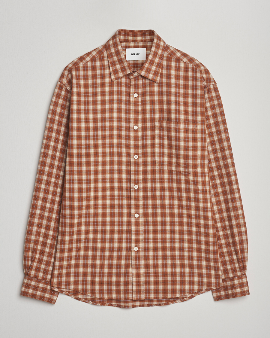 Herre | Skjorter | NN07 | Deon Flannel Checked Shirt Light Brown