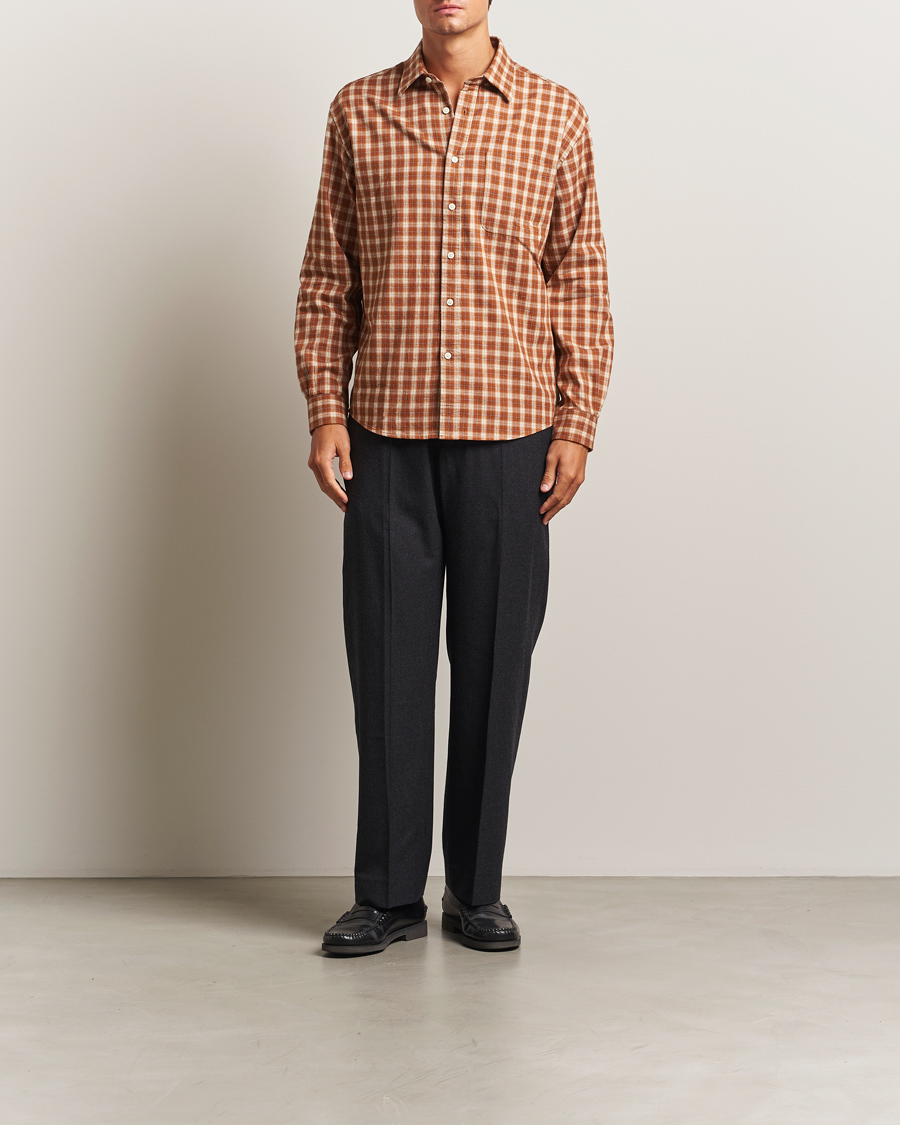 Herre | Skjorter | NN07 | Deon Flannel Checked Shirt Light Brown