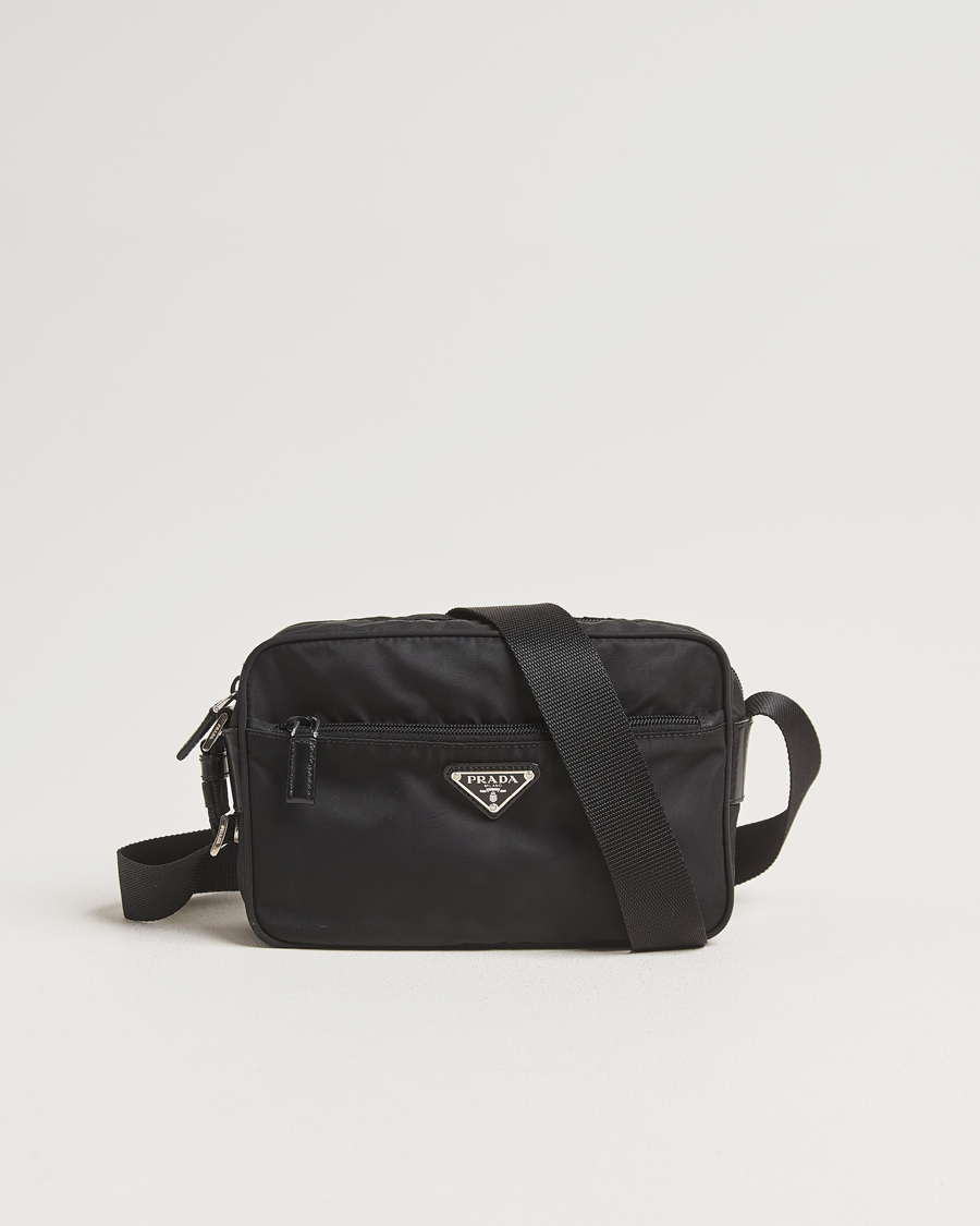 Herre | Pre-Owned & Vintage Bags | Prada Pre-Owned | Tessuto Nylon Leather Shoulder Bag Black