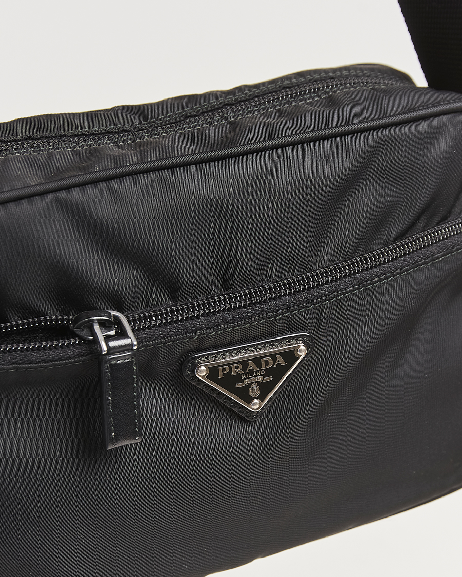 Herre | Pre-Owned & Vintage Bags | Prada Pre-Owned | Tessuto Nylon Leather Shoulder Bag Black