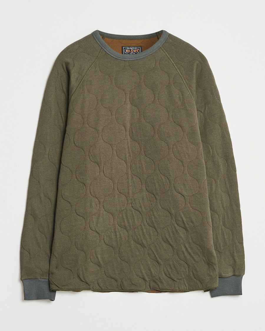 Herre | Gensere | BEAMS PLUS | MIL Quilt Crew Neck Olive