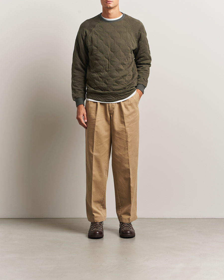 Herre | Gensere | BEAMS PLUS | MIL Quilt Crew Neck Olive