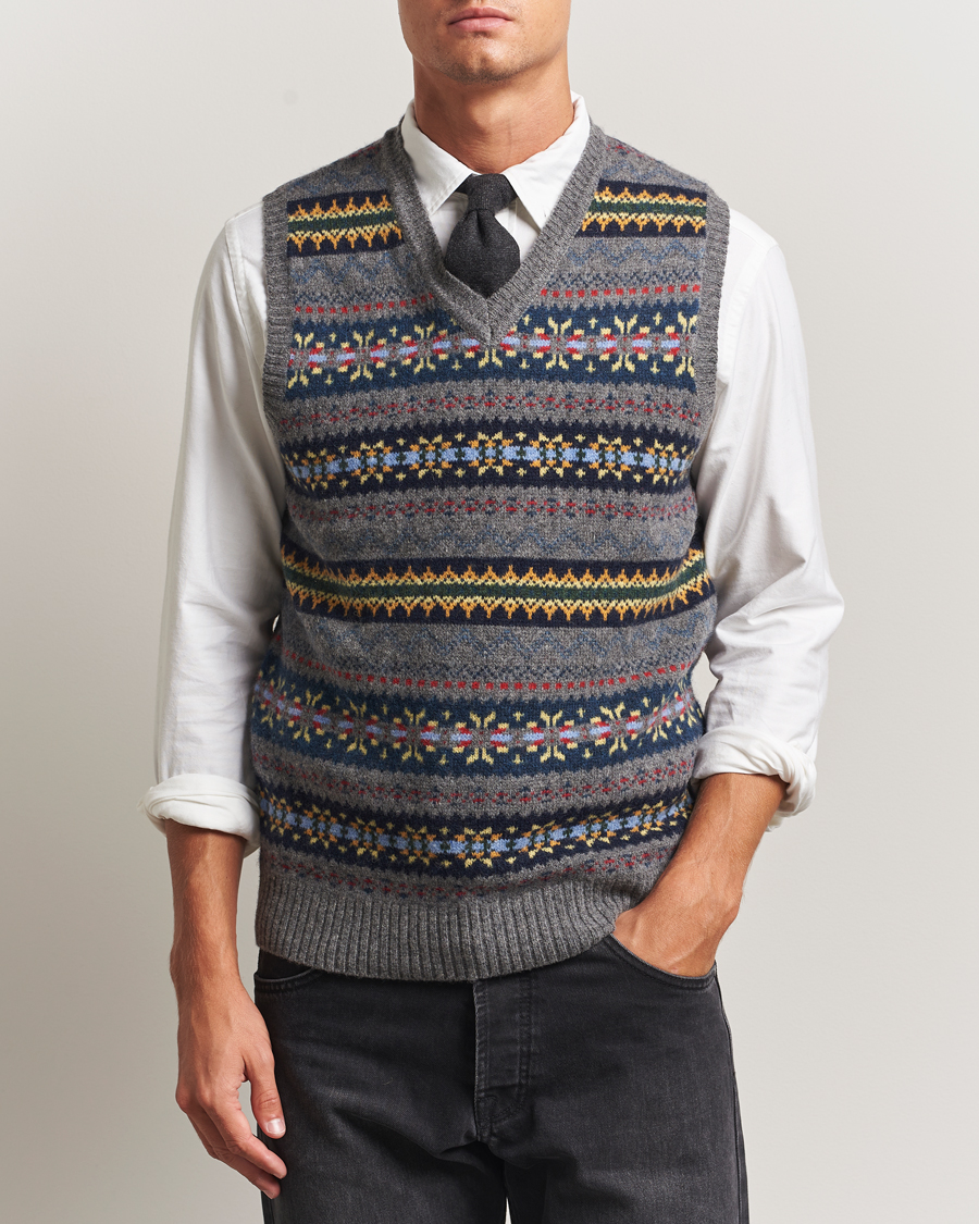 Herre | Gensere | BEAMS PLUS | Fairisle Knit Vest Grey