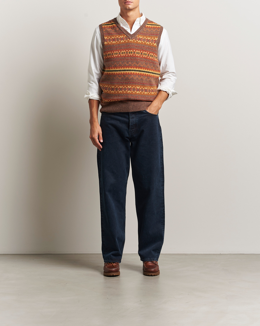 Herre | Gensere | BEAMS PLUS | Fairisle Knit Vest Light Brown