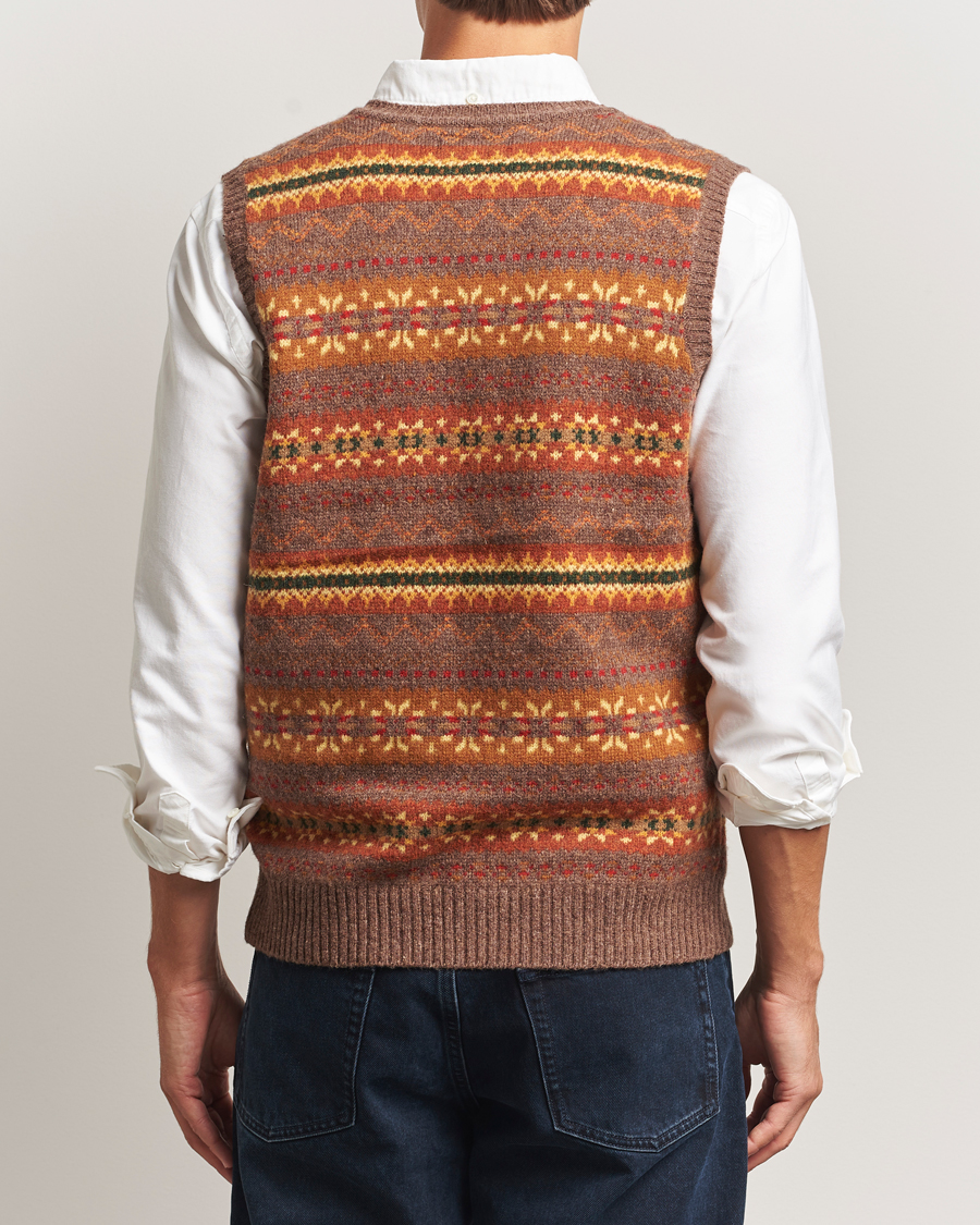 Herre | Gensere | BEAMS PLUS | Fairisle Knit Vest Light Brown