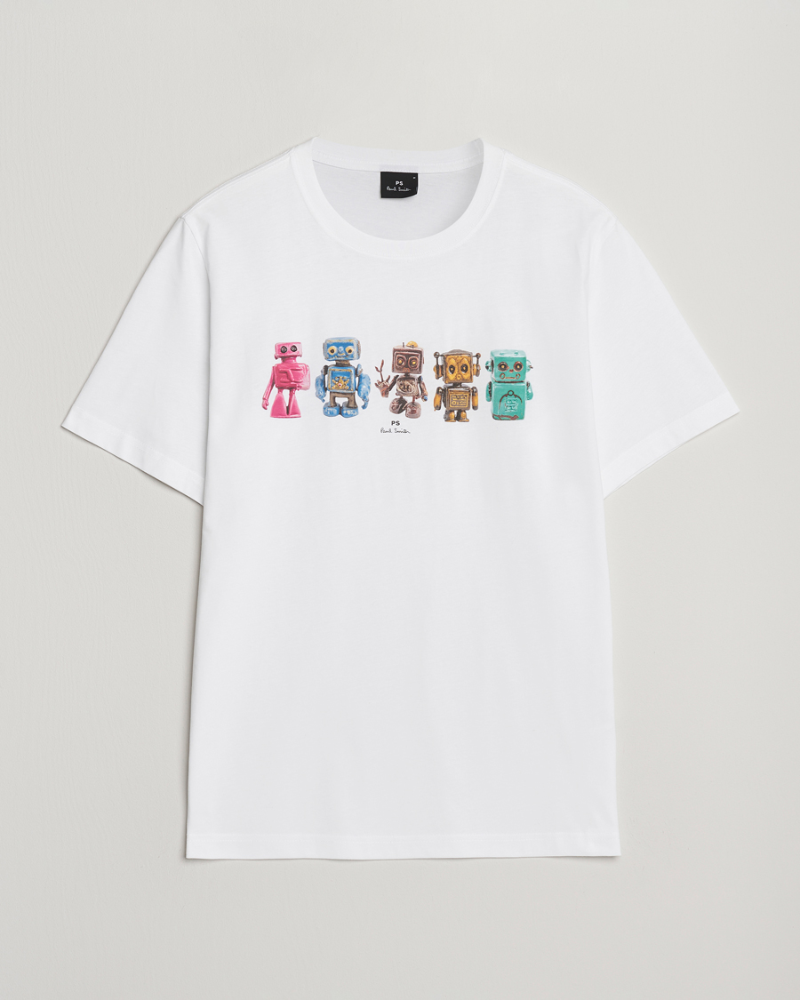 Herre | T-Shirts | PS Paul Smith | Robots Crew Neck T-Shirt White
