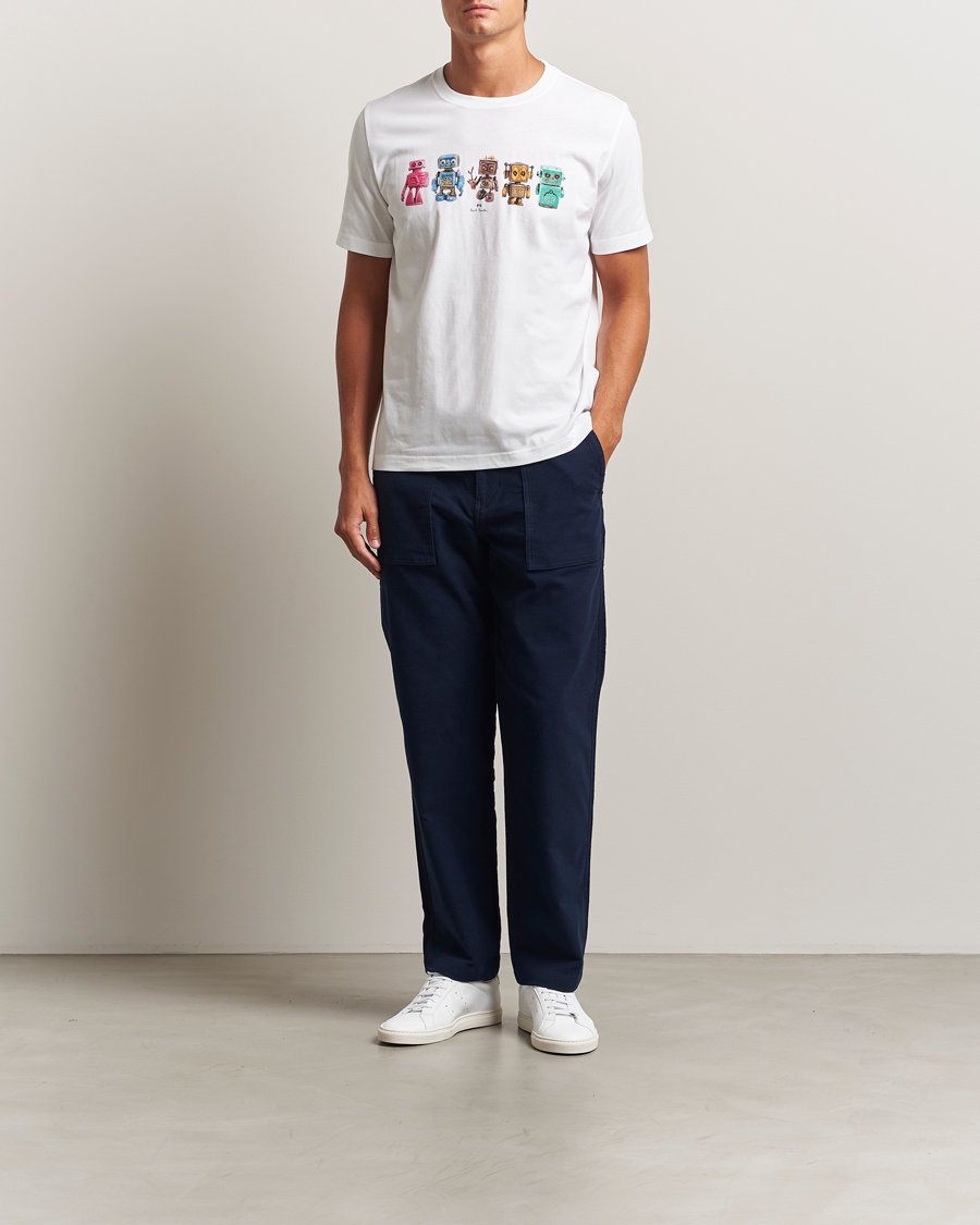 Herre | T-Shirts | PS Paul Smith | Robots Crew Neck T-Shirt White