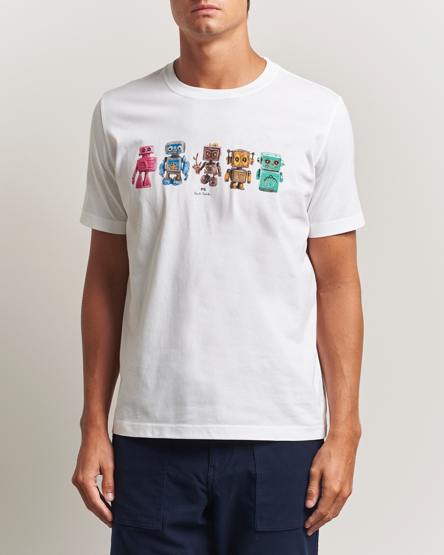 Herre | T-Shirts | PS Paul Smith | Robots Crew Neck T-Shirt White