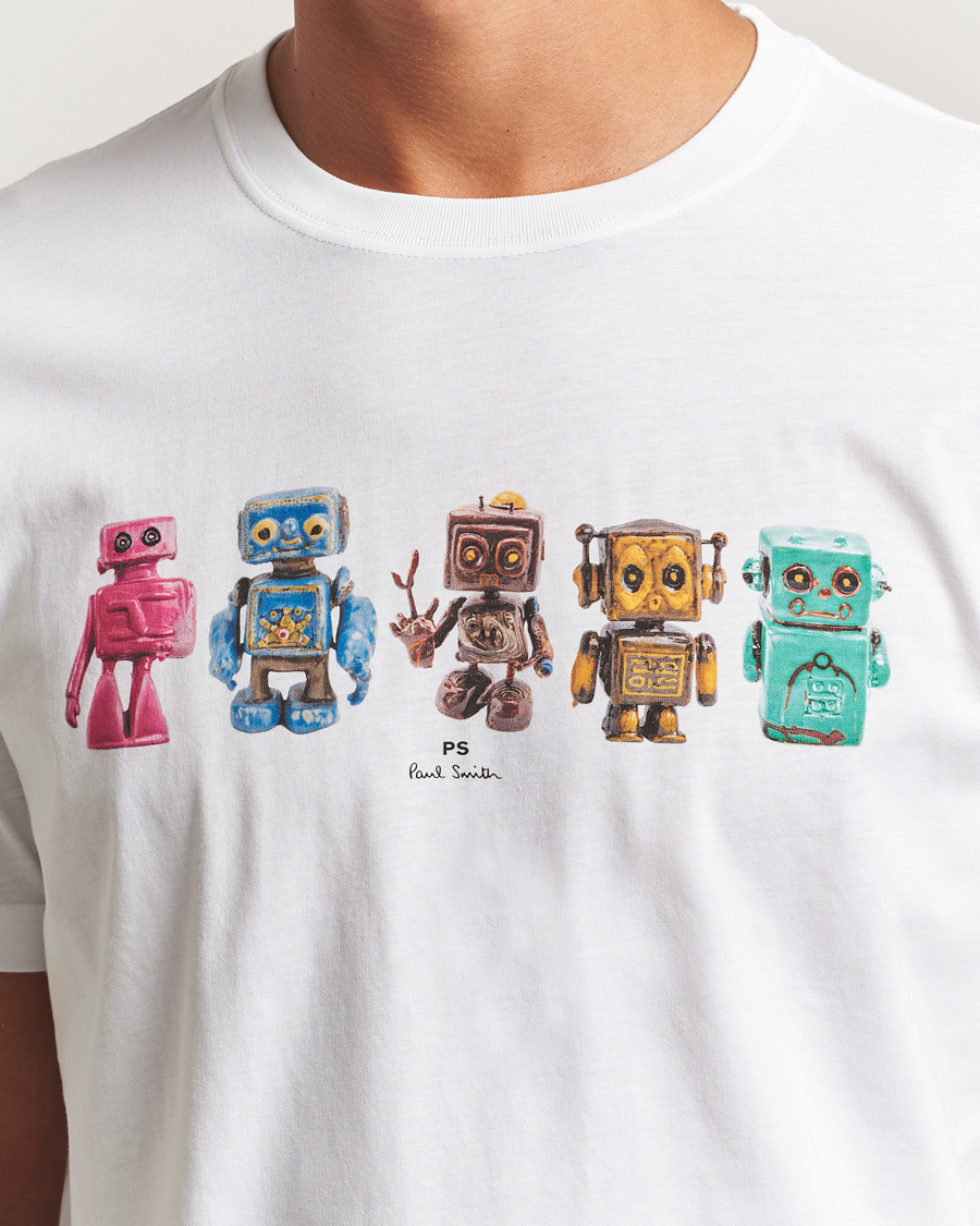 Herre | T-Shirts | PS Paul Smith | Robots Crew Neck T-Shirt White
