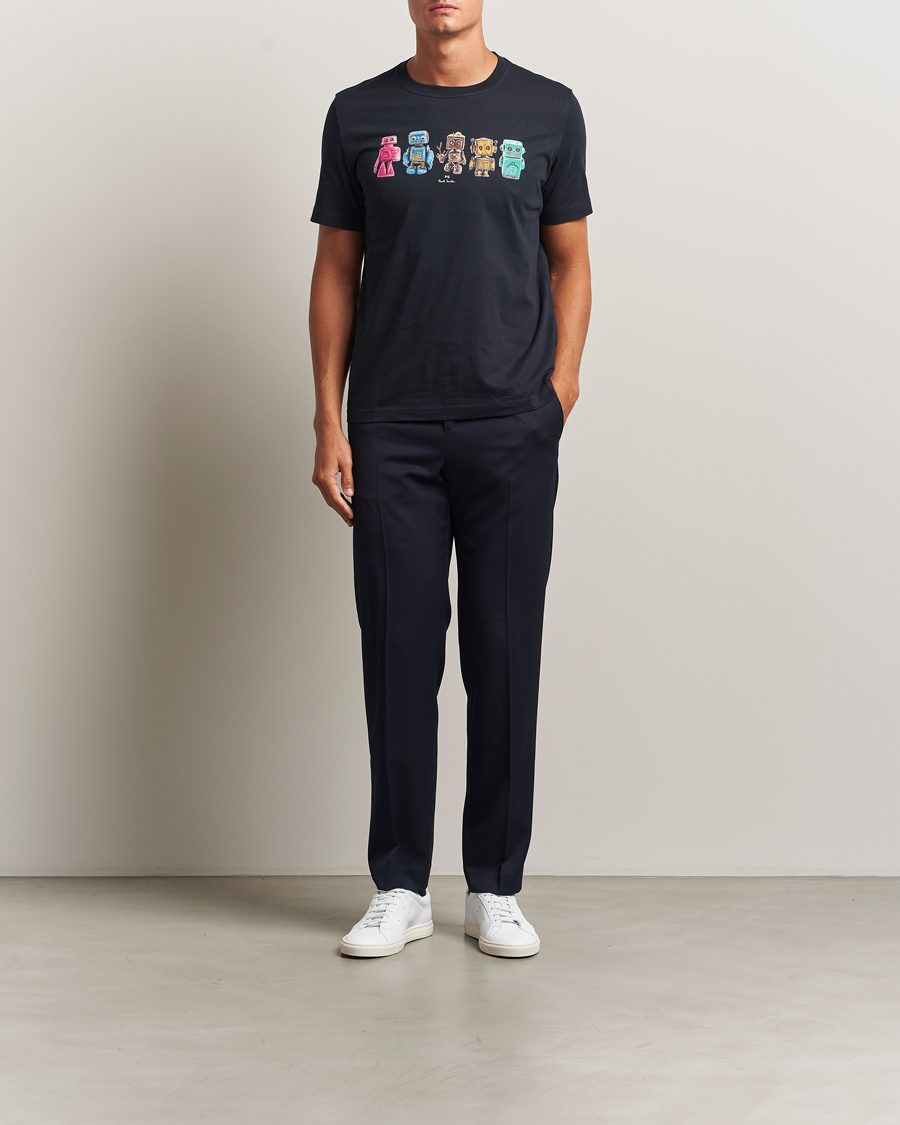Herre | T-Shirts | PS Paul Smith | Robots Crew Neck T-Shirt Blue