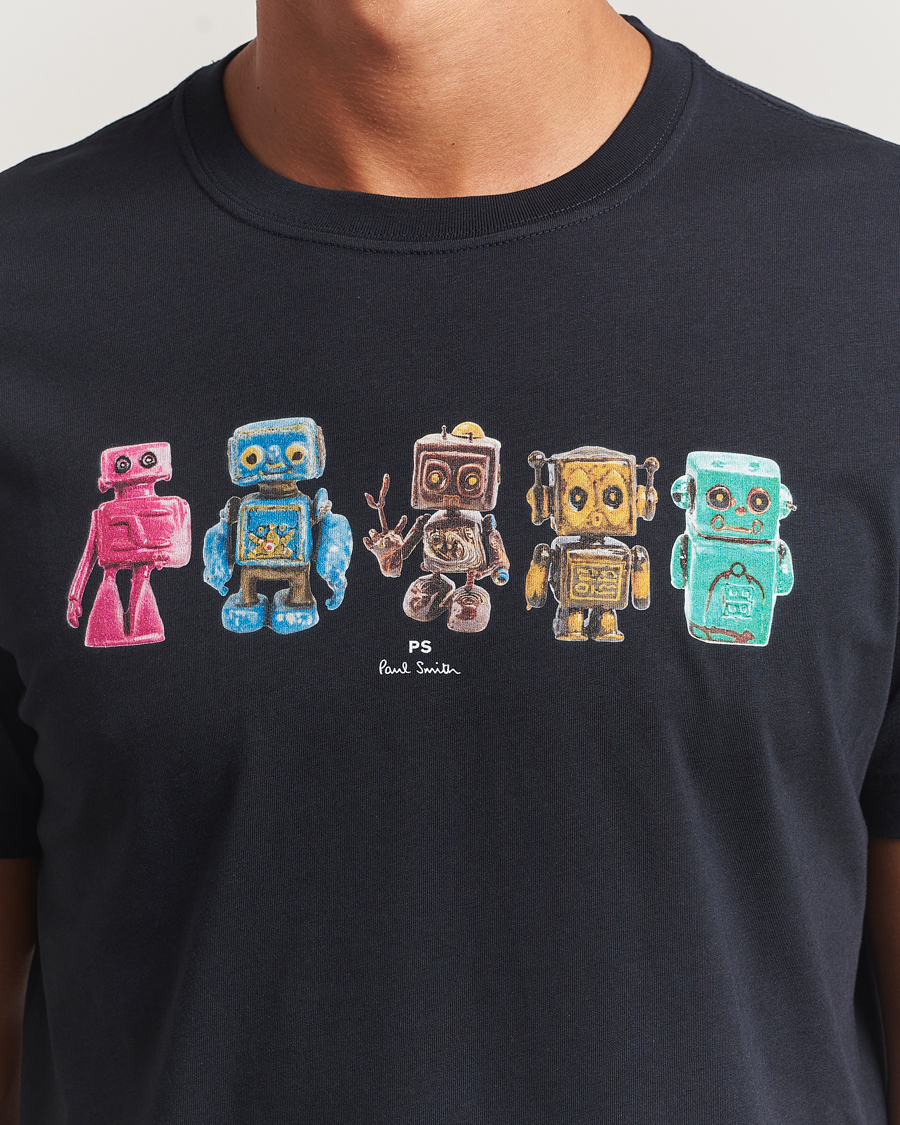Herre | T-Shirts | PS Paul Smith | Robots Crew Neck T-Shirt Blue