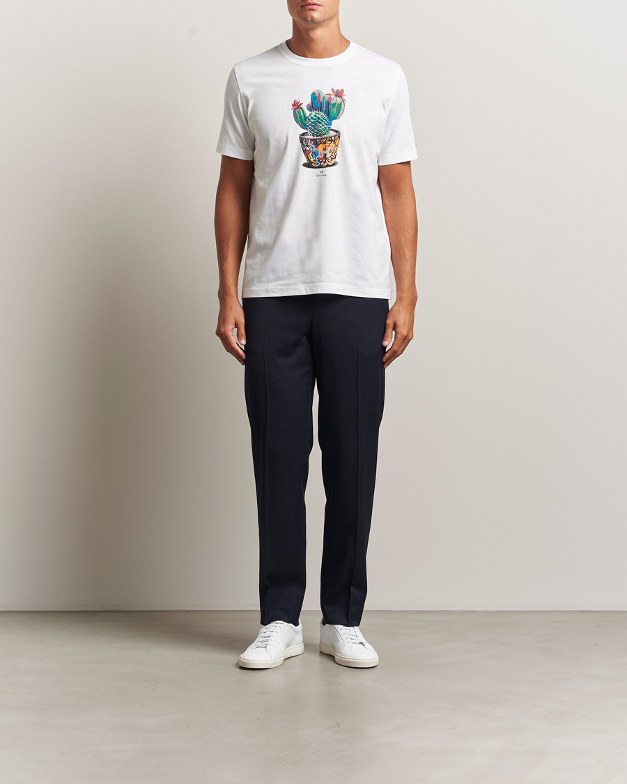 Herre | T-Shirts | PS Paul Smith | Cactus Crew Neck T-Shirt White