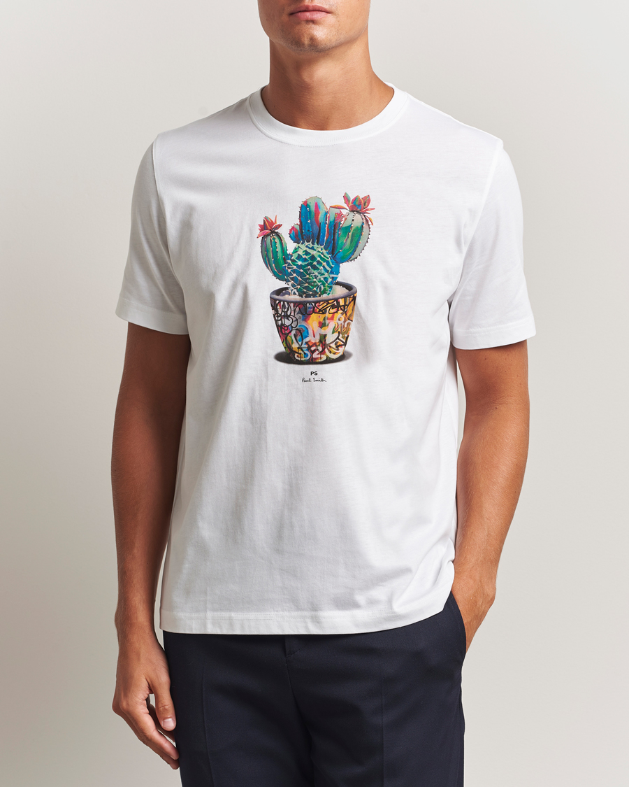 Herre | T-Shirts | PS Paul Smith | Cactus Crew Neck T-Shirt White