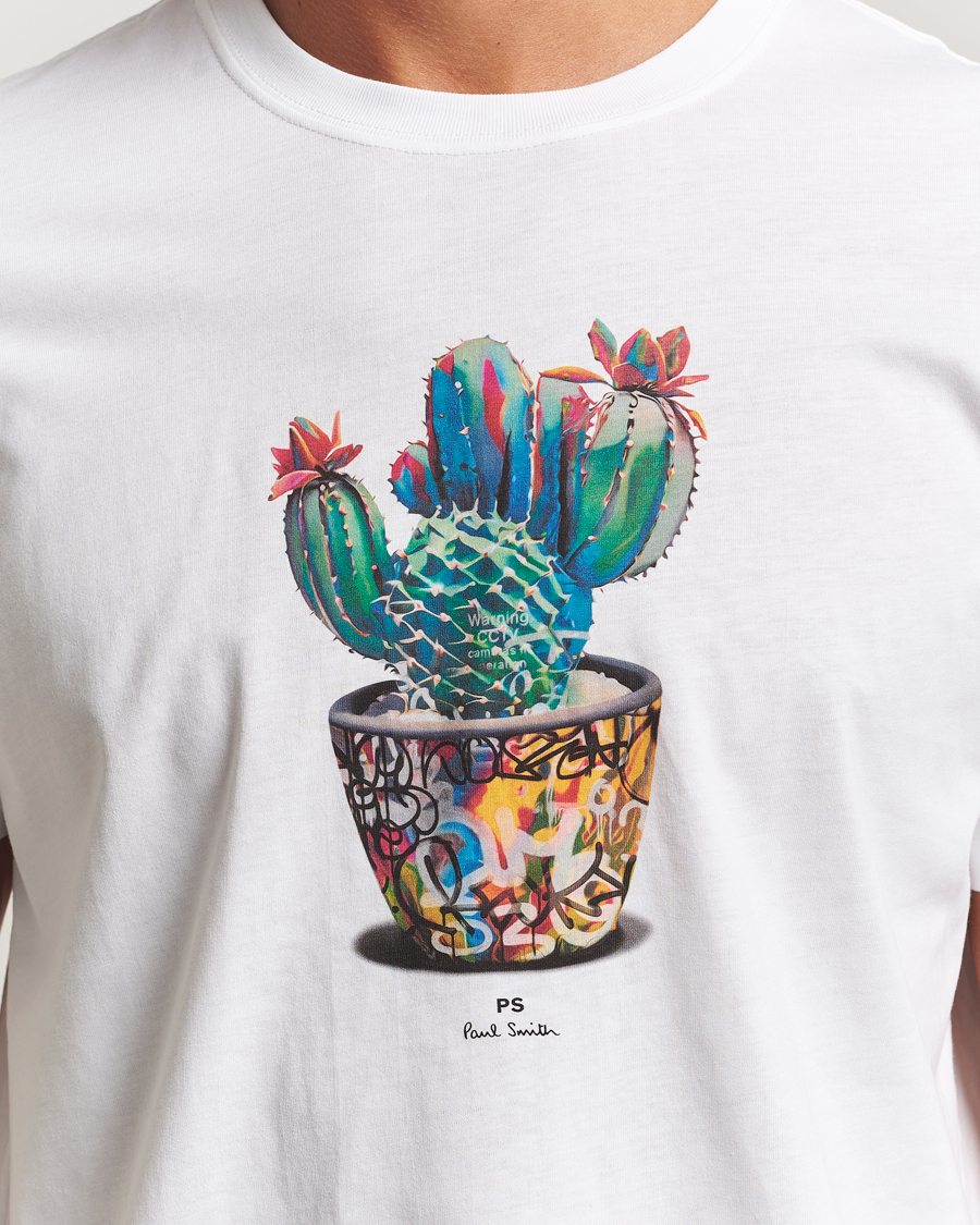 Herre | T-Shirts | PS Paul Smith | Cactus Crew Neck T-Shirt White
