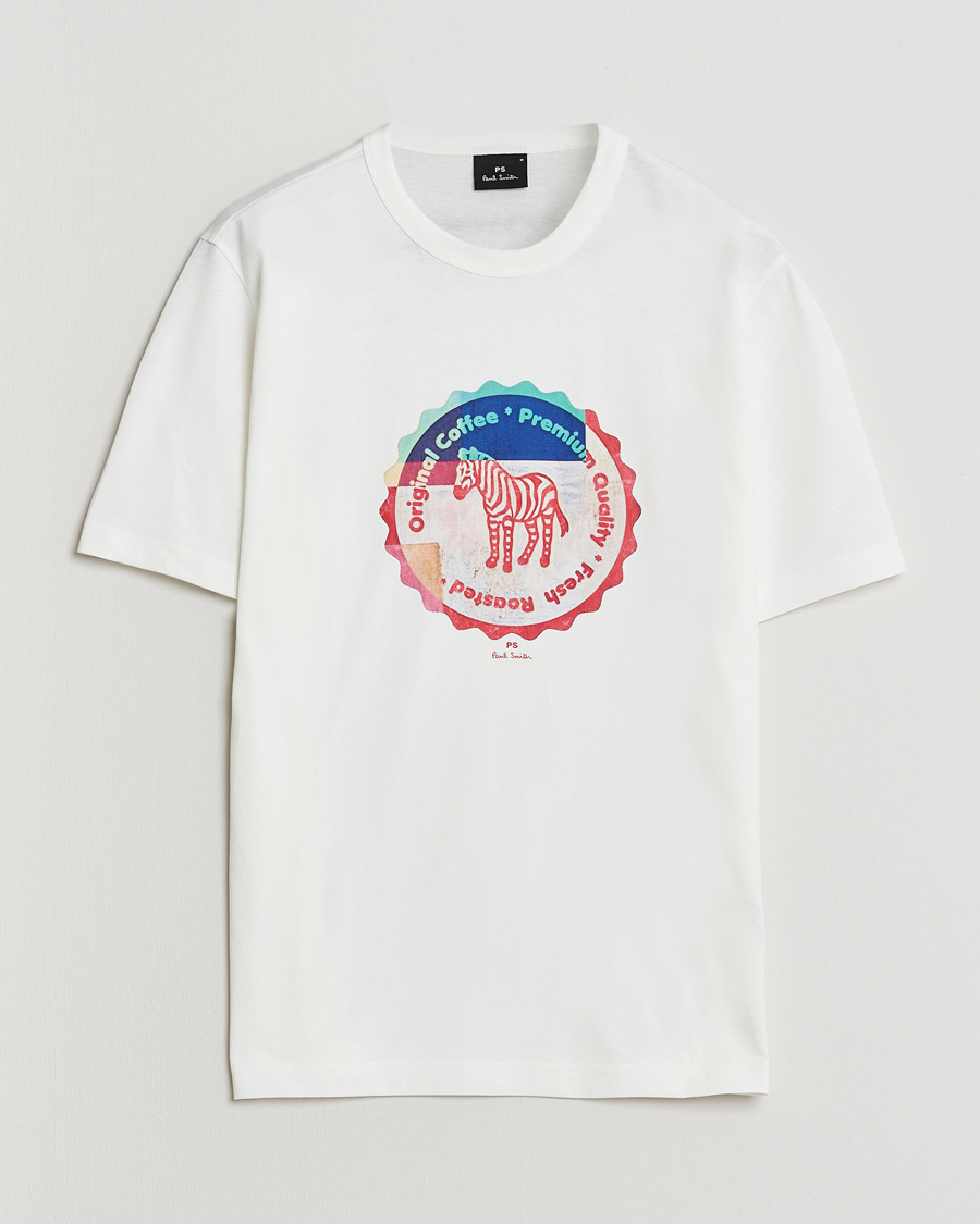 Herre | T-Shirts | PS Paul Smith | Zebra Bottle Top Crew Neck T-Shirt White