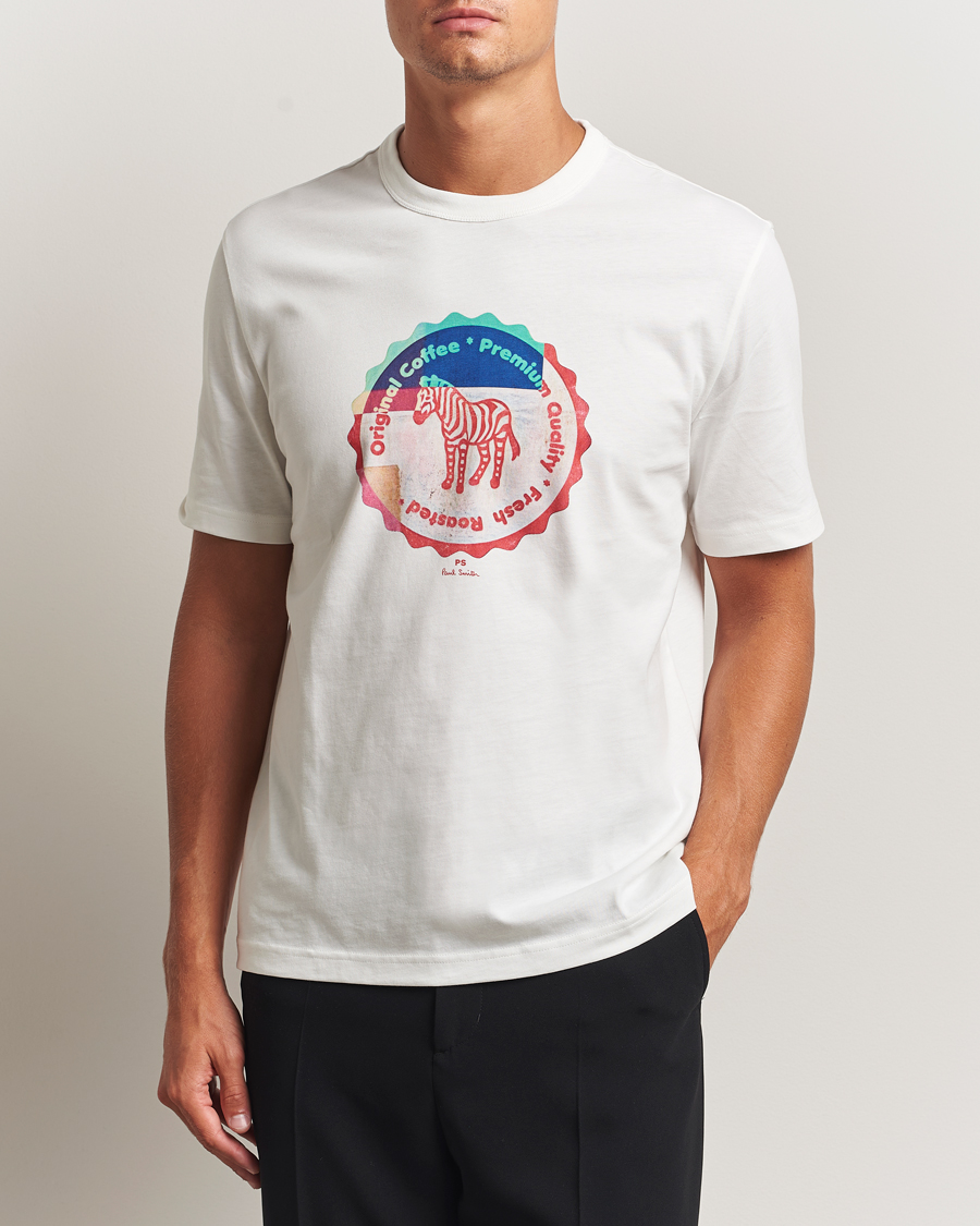 Herre | T-Shirts | PS Paul Smith | Zebra Bottle Top Crew Neck T-Shirt White