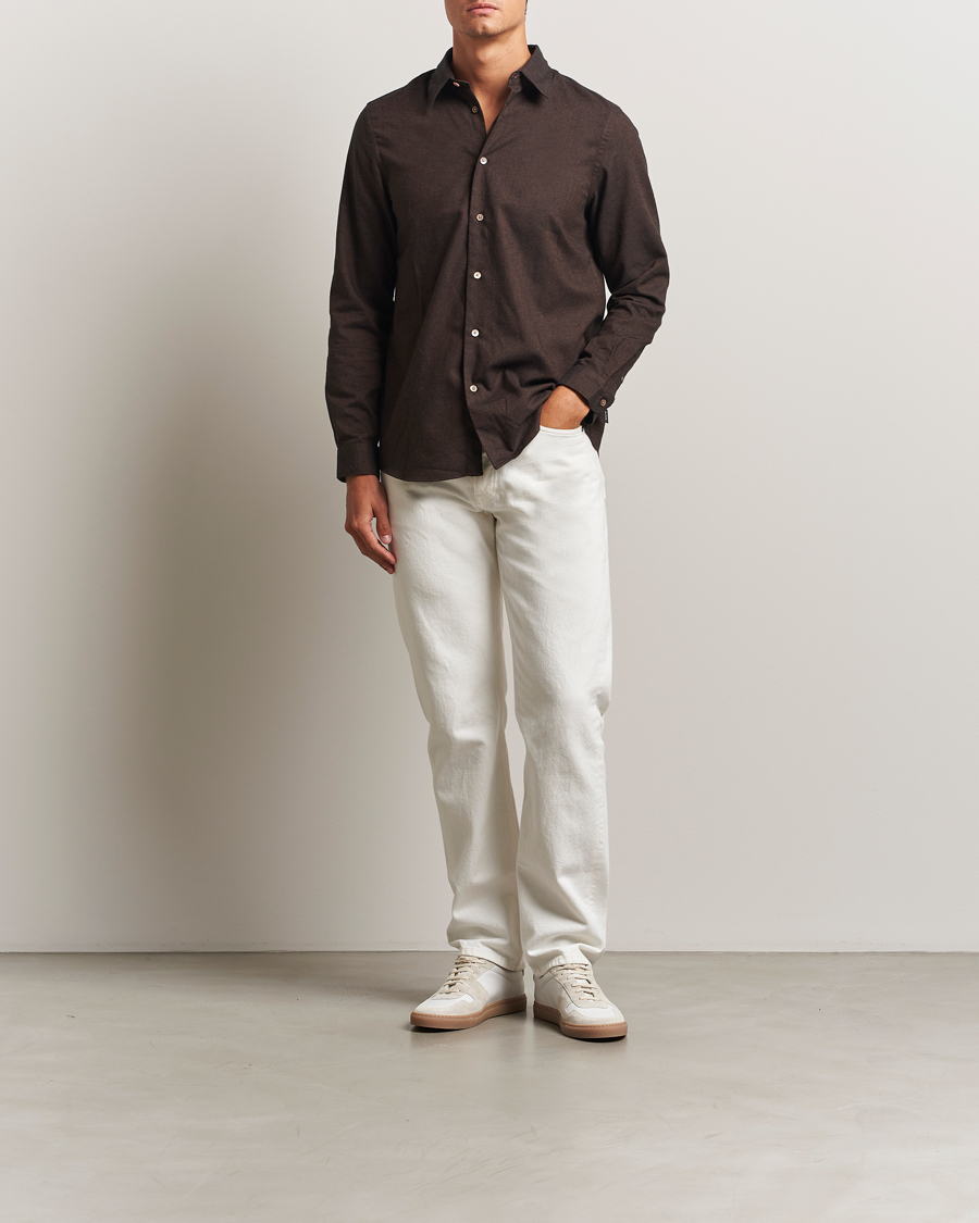 Herre | Skjorter | PS Paul Smith | Brushed Cotton/Wool Shirt Dark Brown