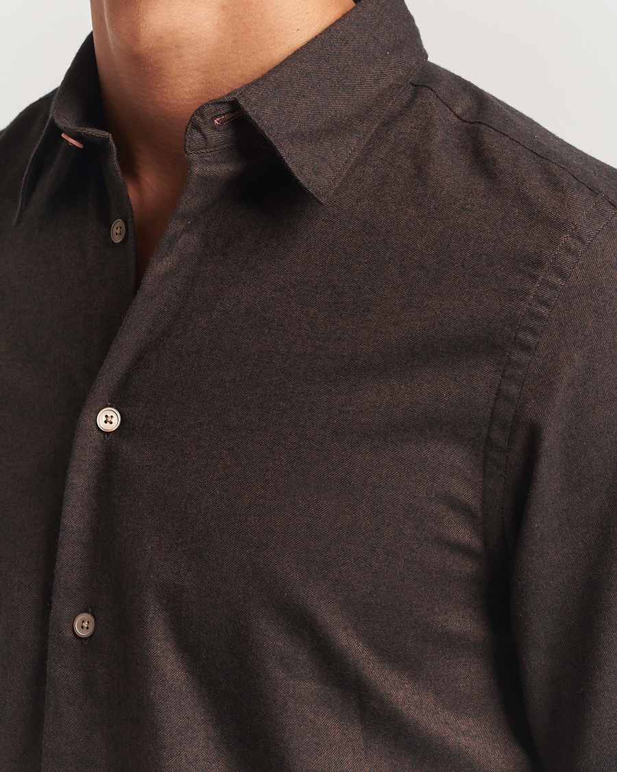 Herre | Skjorter | PS Paul Smith | Brushed Cotton/Wool Shirt Dark Brown