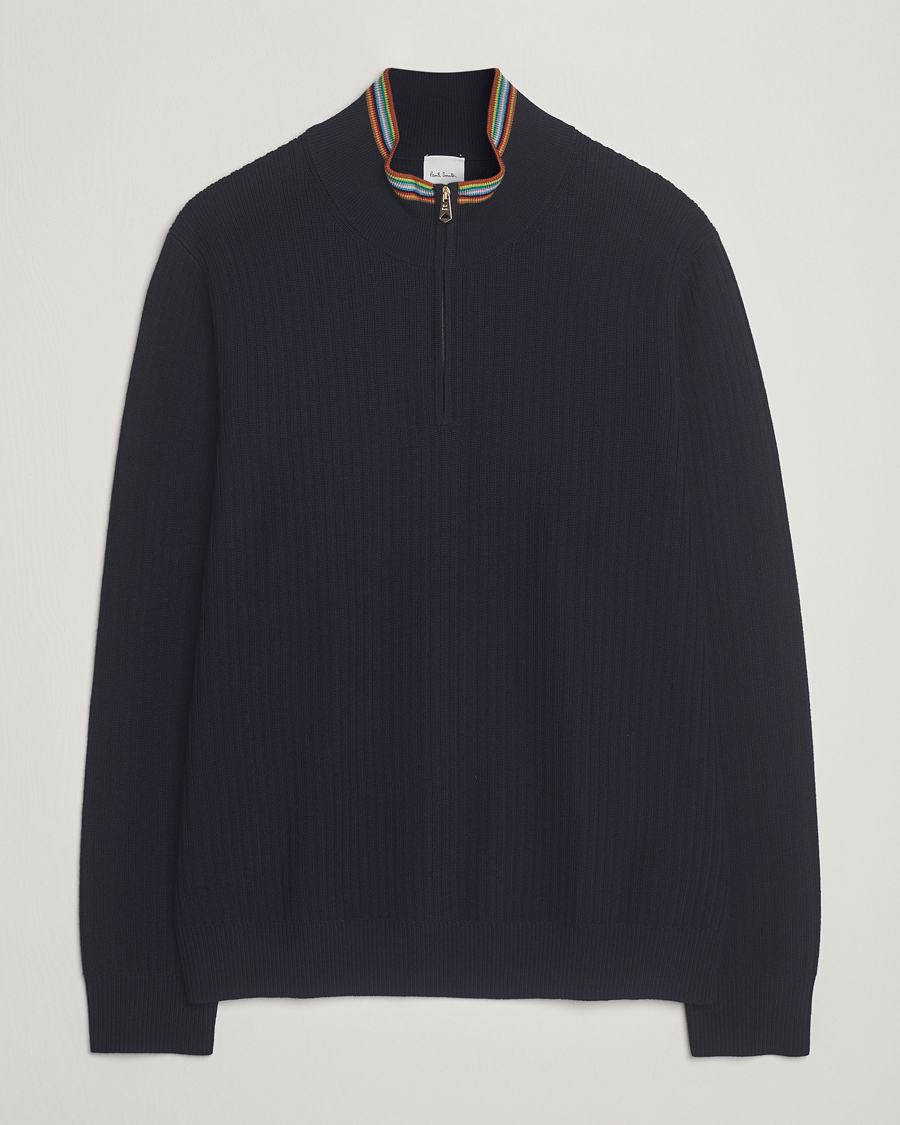 Herre | Gensere | Paul Smith | Merino Rib Knitted Half Zip Navy